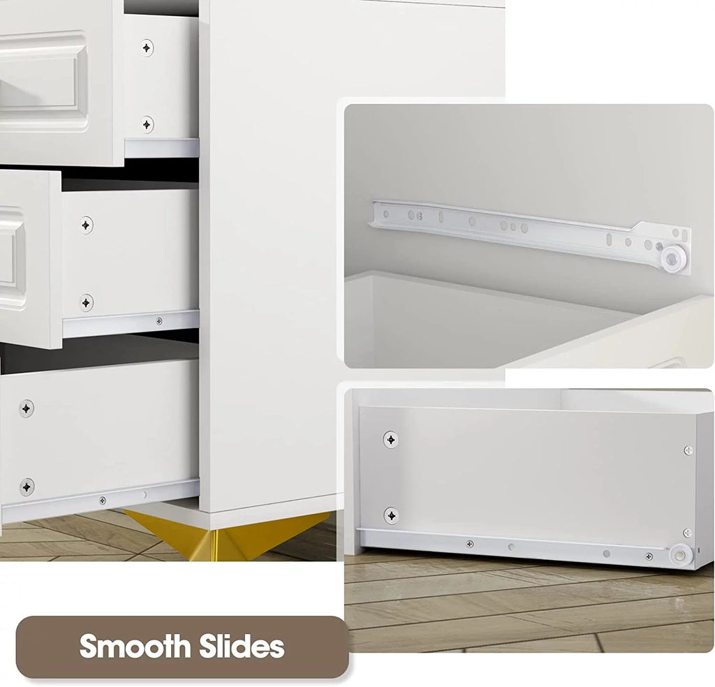 White 3 Drawer Wood Nightstand O744439