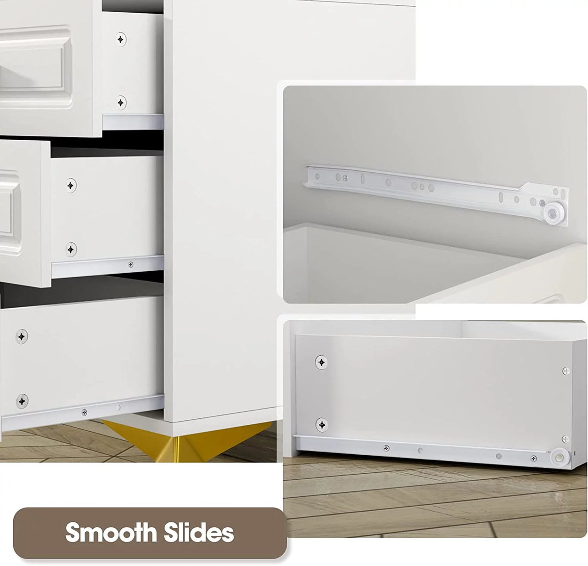 White 3 Drawer Wood Nightstand O744439