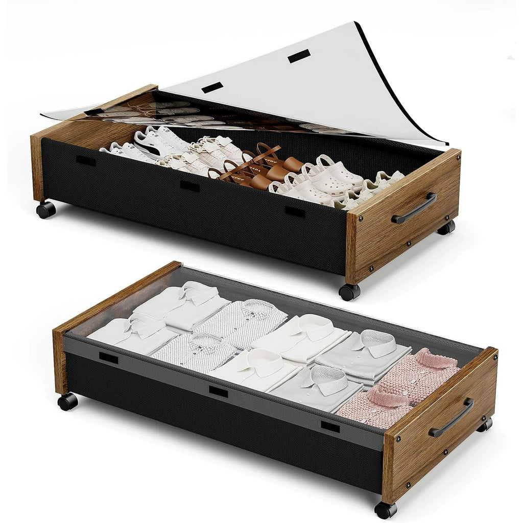 80L Extra-large Rolling Under Bed Storage Bins 2 Pack with Removable Lid M1224
