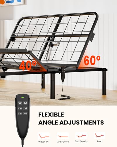 Queen Adjustable Bed Frame with Massage, Wireless Remote, USB Ports Y71201