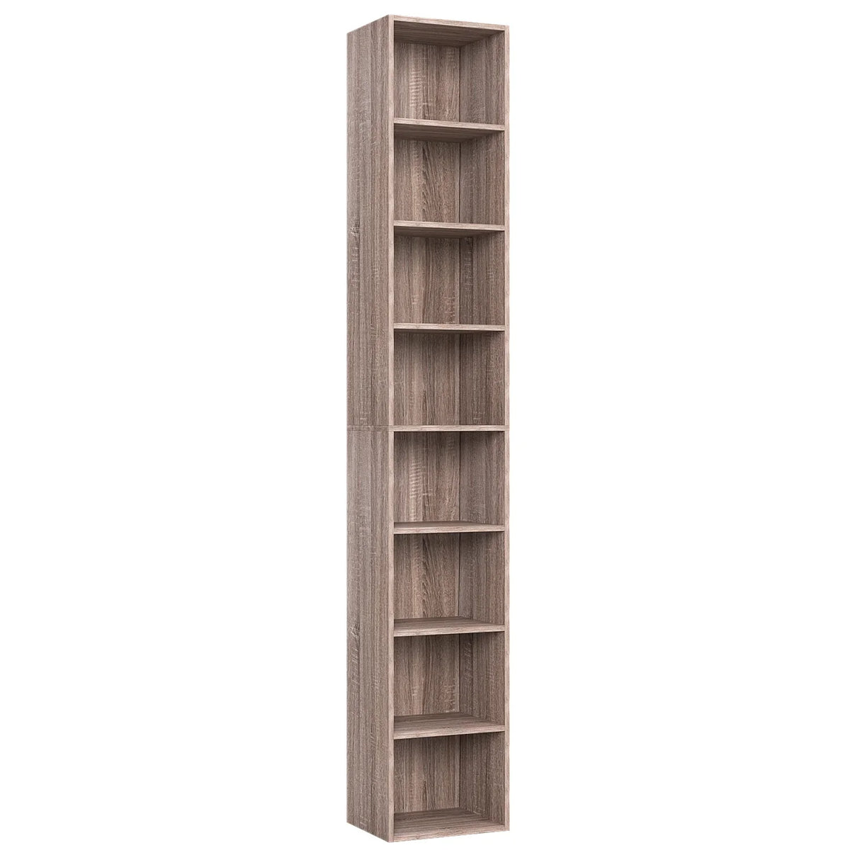 Dark Oak 8 Shelves Narrow Bookcase J59266