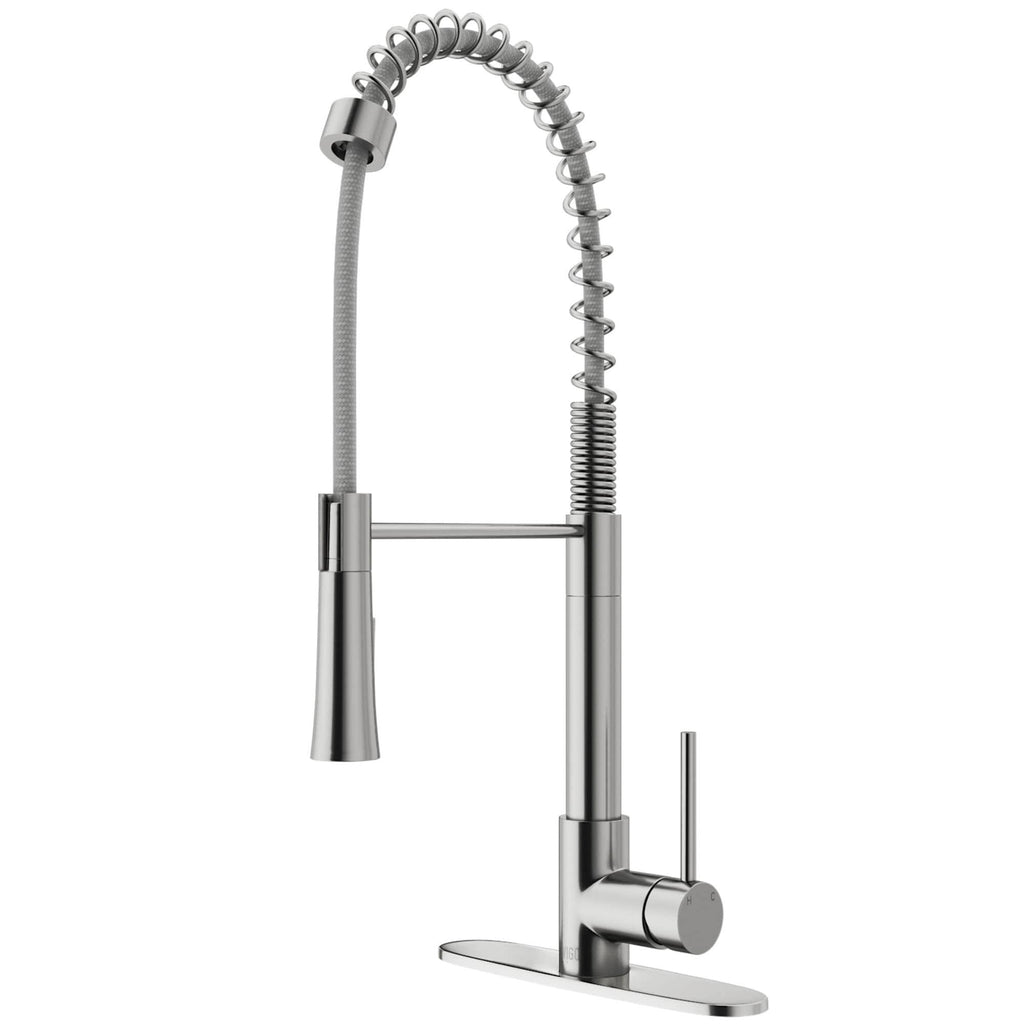 Stainless Steel Pull-Down Spray Kitchen Faucet with Deck Plate E674435