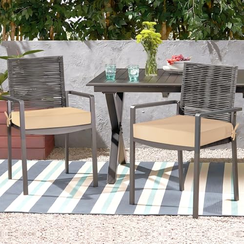 Waterproof Outdoor Chair Cushions Set of 2, Square 19 x 19 with Ties and Removable Covers L98387
