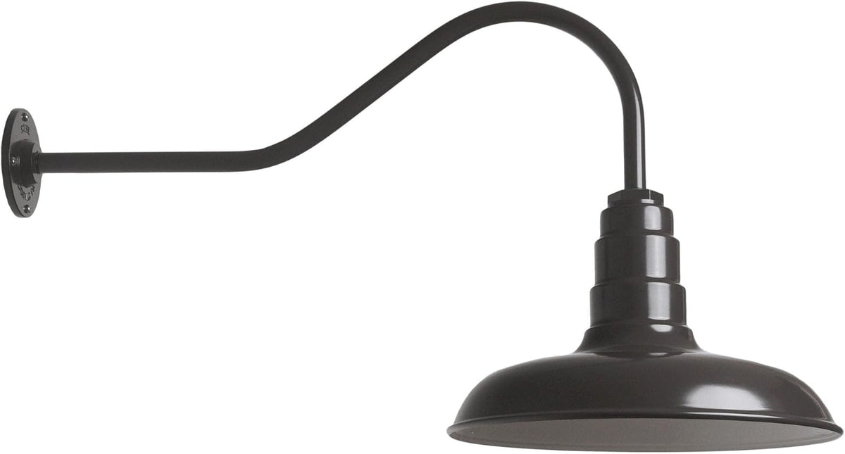 Green Steel Dome Gooseneck Barn Light H350