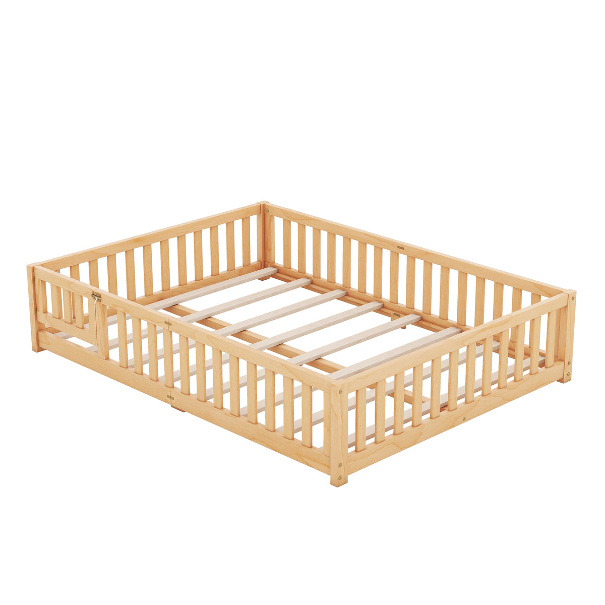 Queen Size Bed Floor Bed with Safety Guardrails Z453795
