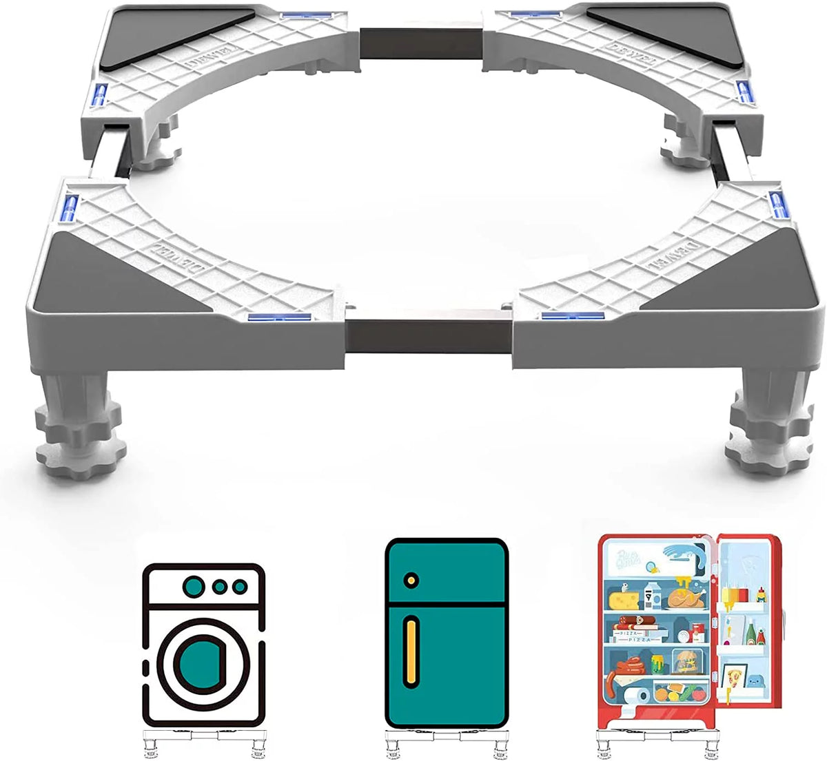 Adjustable Mini Fridge Stand with 4 Heavy Duty Feet White F563