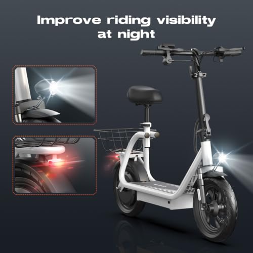 Electric Scooter with Seat, LED Display, 12" Tires, Foldable E7800