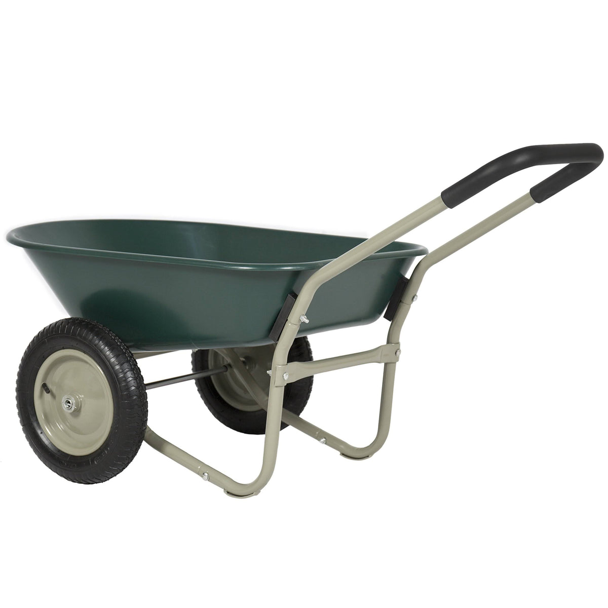 Green Dual Wheel Home Wheelbarrow Yard Garden Cart F407944