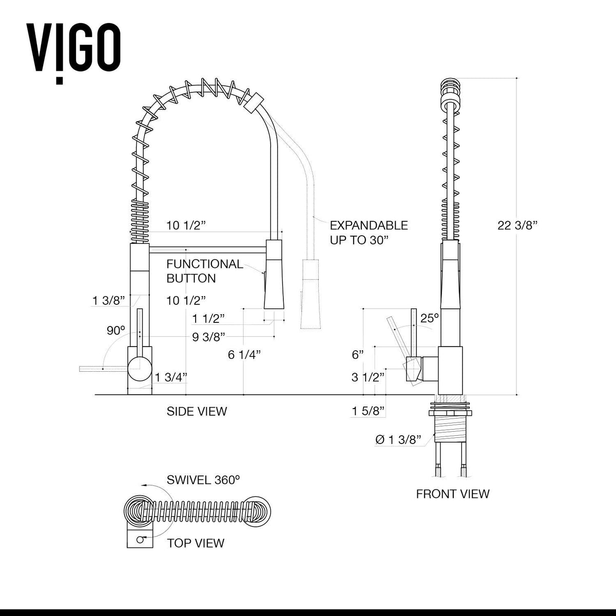 Stainless Steel Pull-Down Spray Kitchen Faucet with Deck Plate E674435