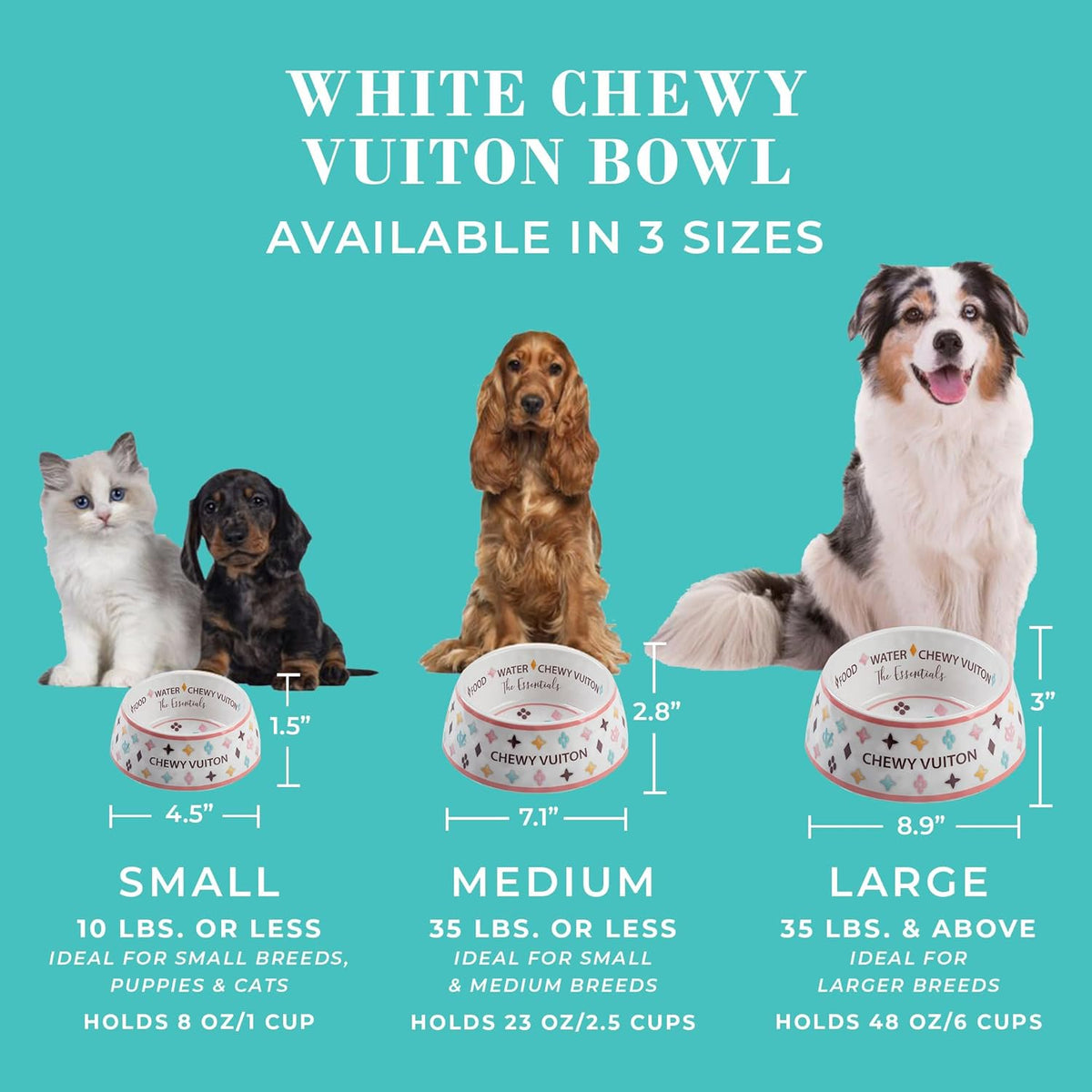 White BPA-Free Non-Skid Dog Bowls with Placemat, Case of 2 I1894