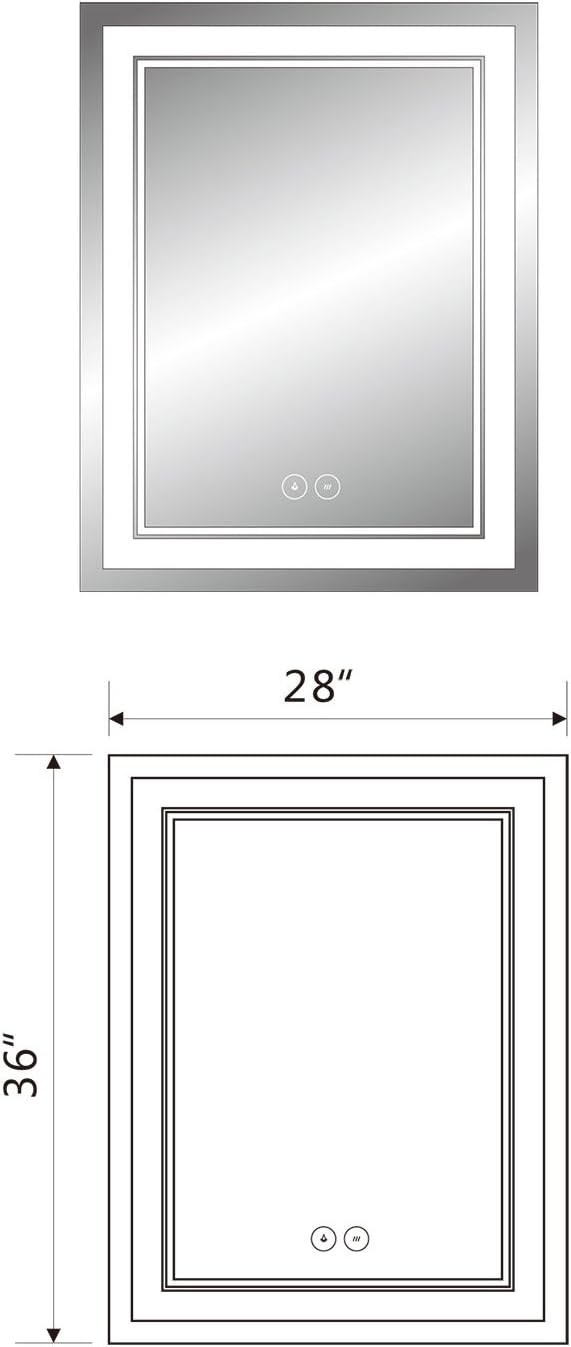 28 x 36 in Vertical Dimmable LED Bathroom Mirror with Anti-Fog Function L924270