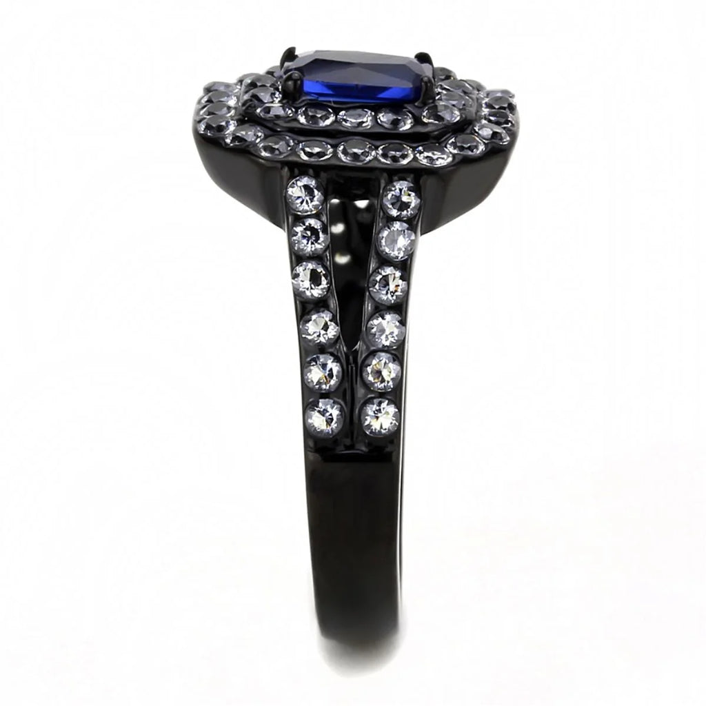 Stainless Steel Engagement Ring with Synthetic Glass Stone C945