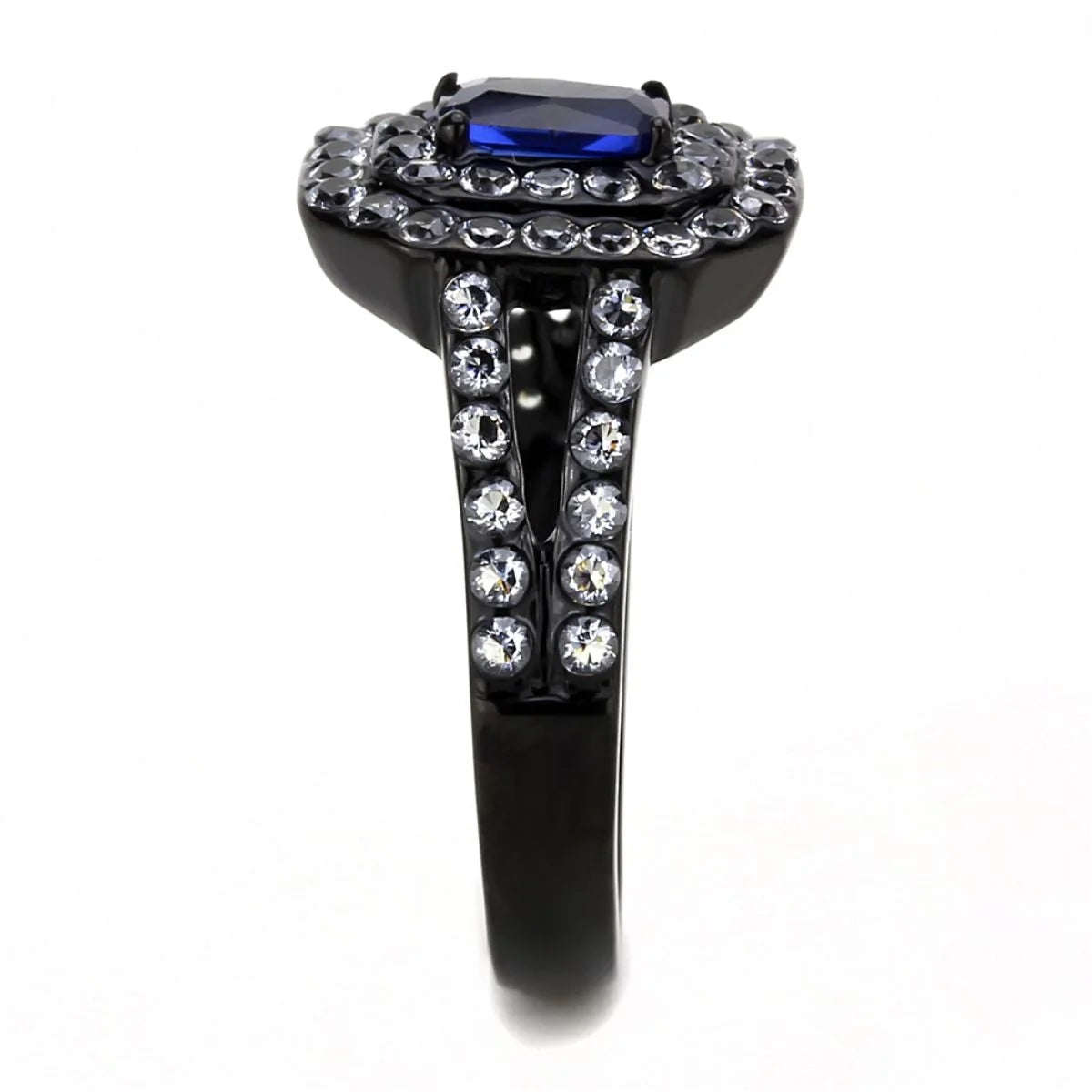 Stainless Steel Engagement Ring with Synthetic Glass Stone C945