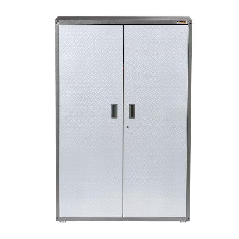 Steel Freestanding Garage Cabinet in Silver Tread F38290
