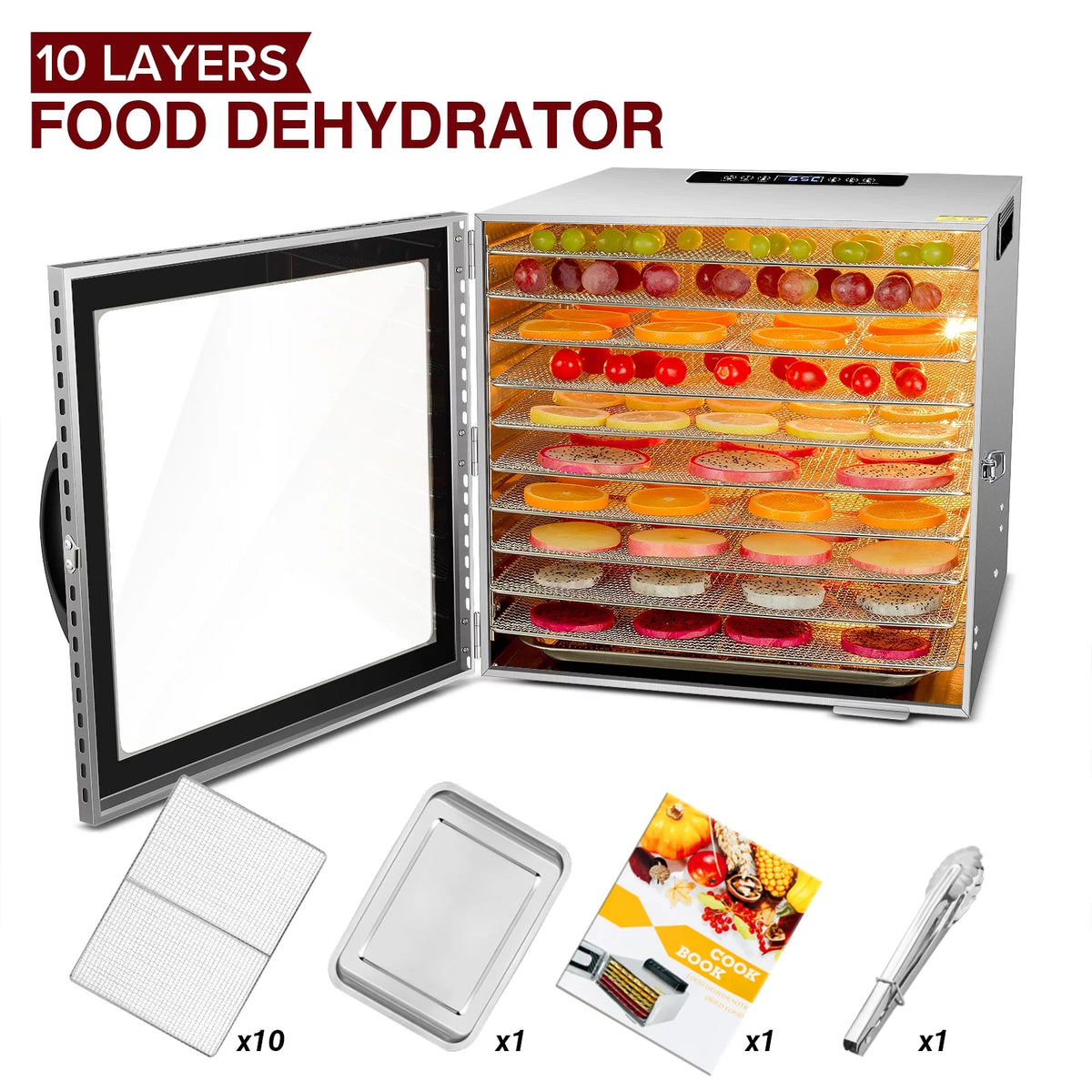 10 Tray Stainless Steel Food Dehydrator J767609
