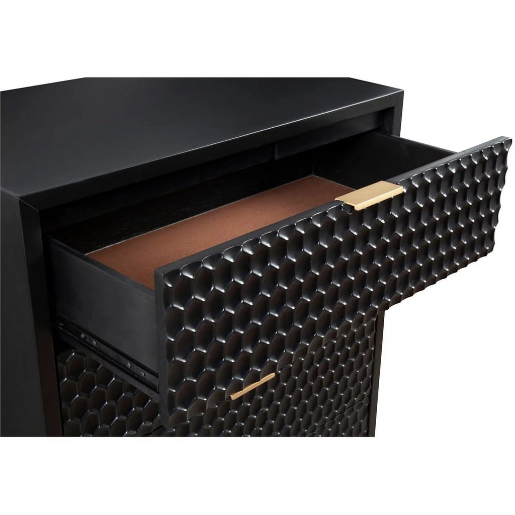 5 Drawer Chest and Wood Desk Set in Black N304