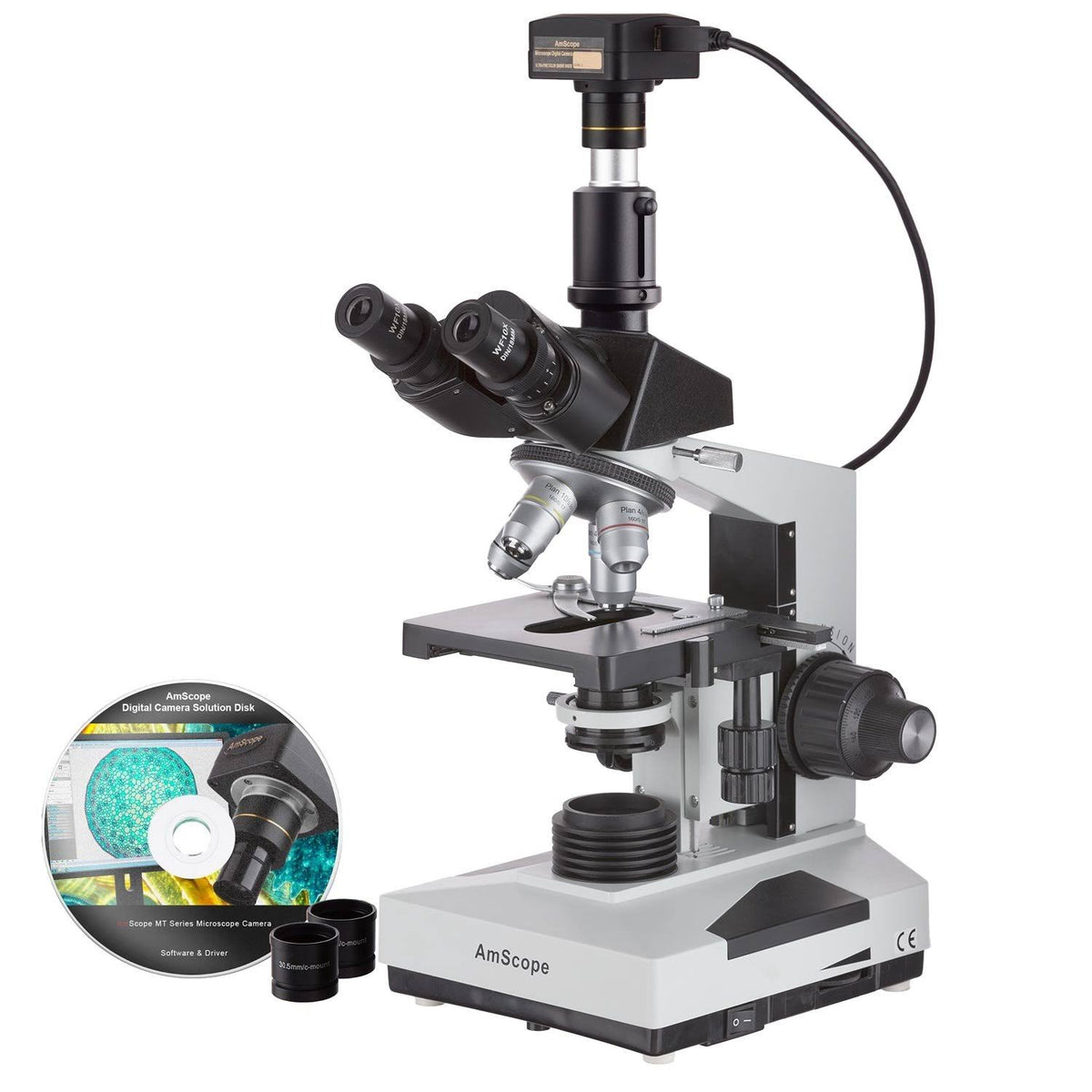 Trinocular Biological Compound Microscope with Plan Objectives and 14MP USB Digital Camera Z631374