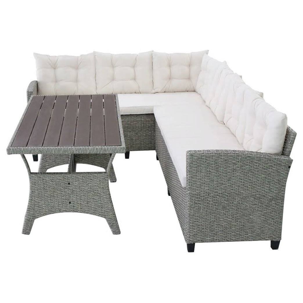 Gray Poly Rattan Garden Corner Sofa Set 12 Piece E9114