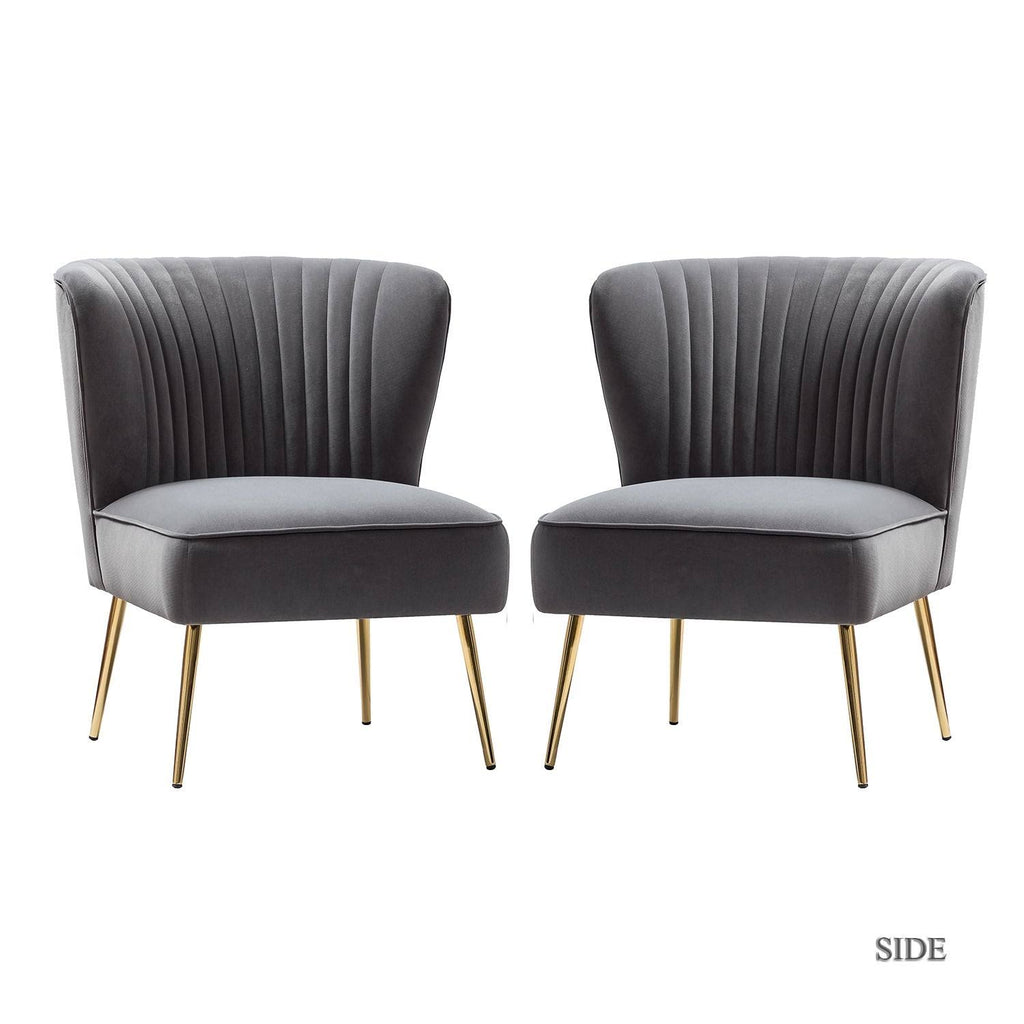 Grey Gold Legs Side Chair Set of 2 C214156