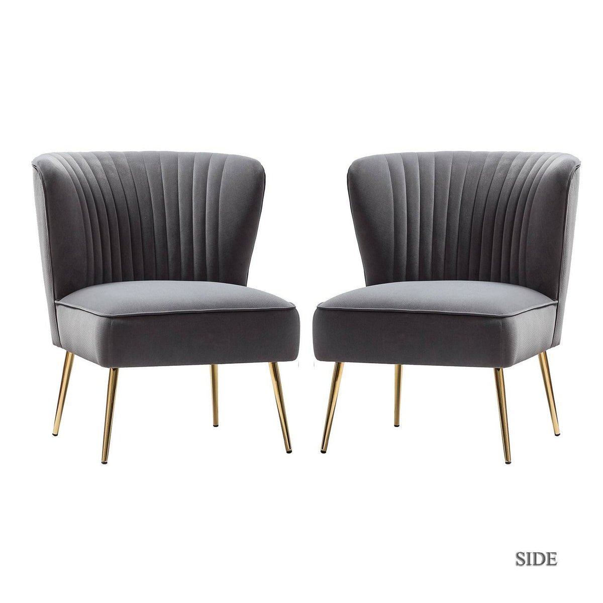 Grey Gold Legs Side Chair Set of 2 C214156