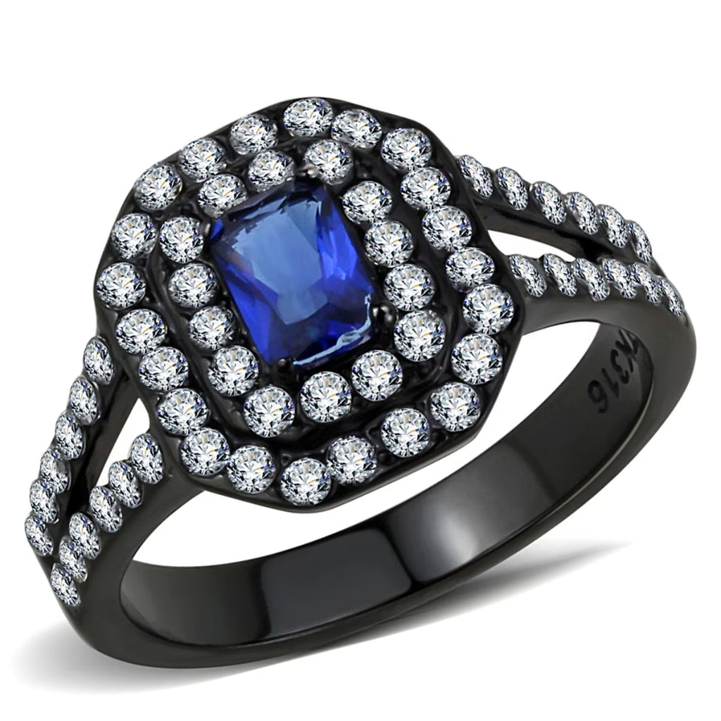 Stainless Steel Engagement Ring with Synthetic Glass Stone C945