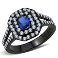 Stainless Steel Engagement Ring with Synthetic Glass Stone C945