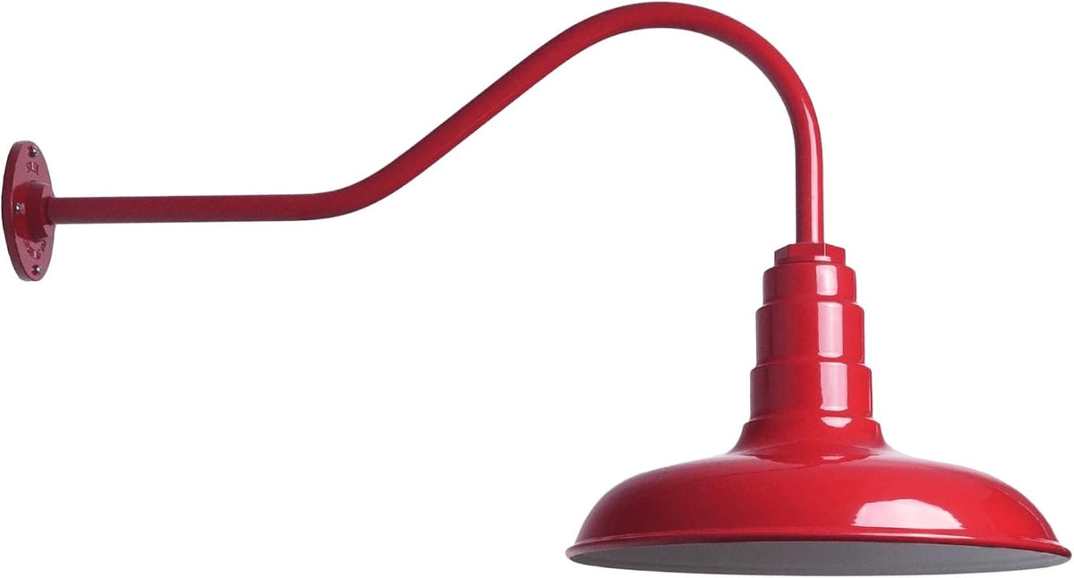Green Steel Dome Gooseneck Barn Light H350