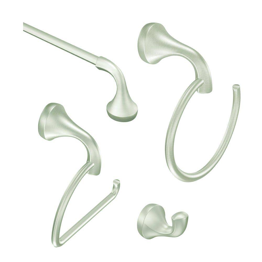 Brushed Nickel 4-Piece Bath Hardware Set with 24 in. Towel Bar A68539
