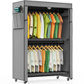 Heavy Duty Covered Clothes Rack with Shelves J614173