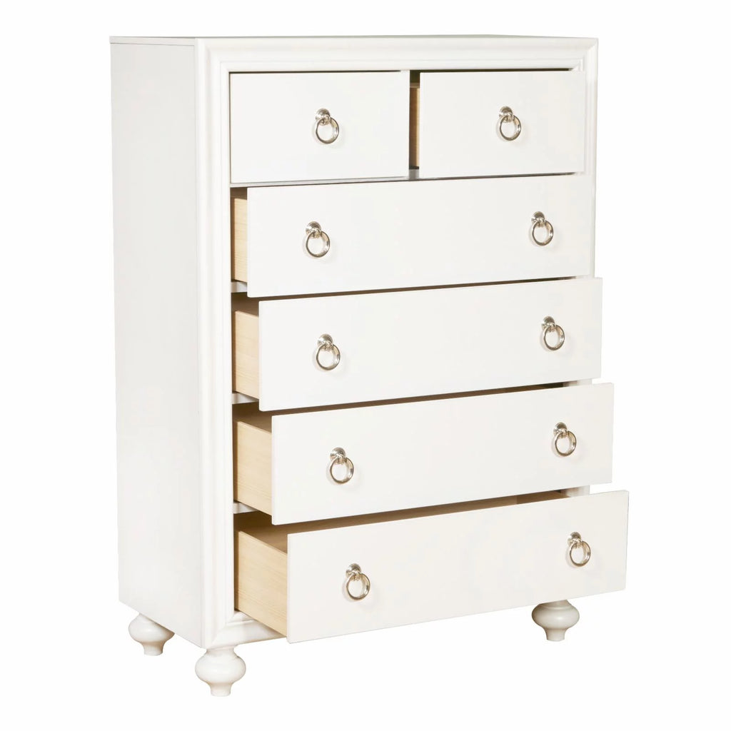 White Six Drawer Wood Chest X154