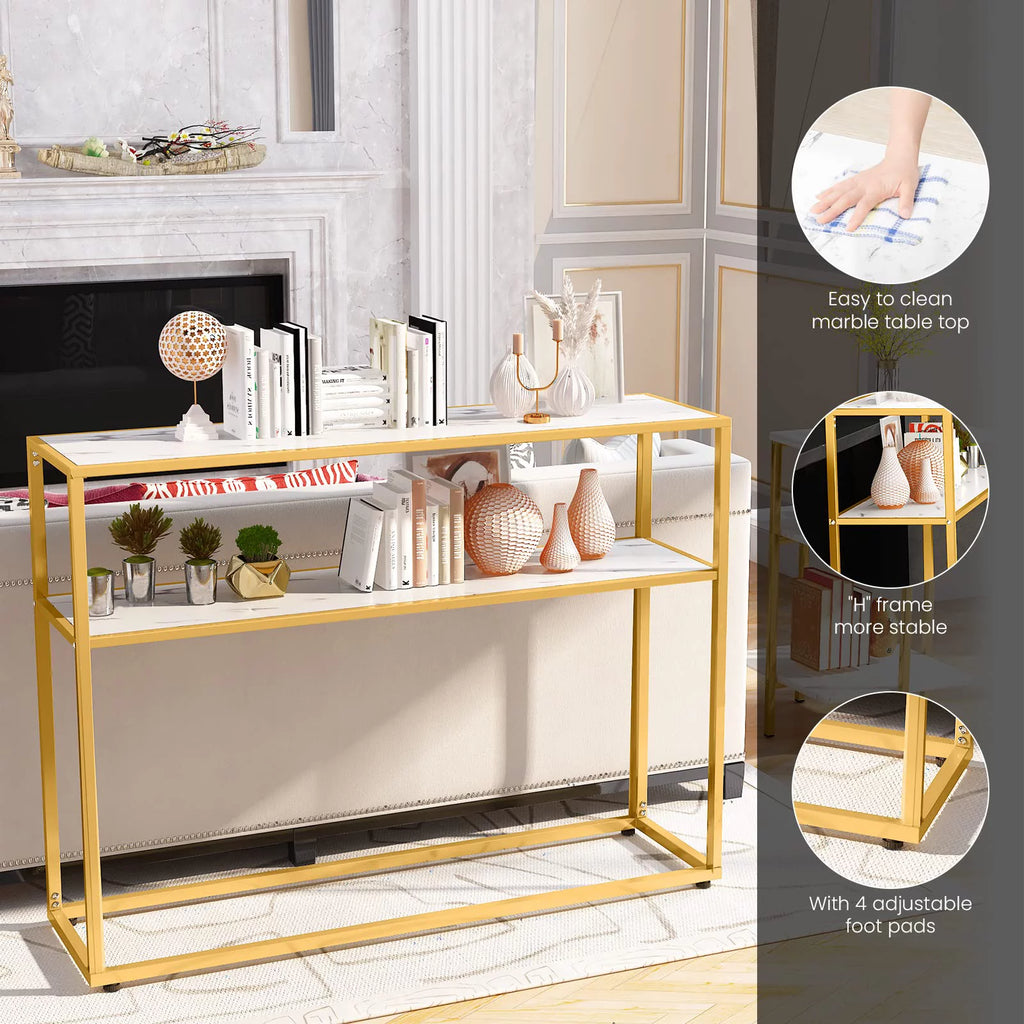 Gold Coffee Table Set of 3 with Metal Frame P8887