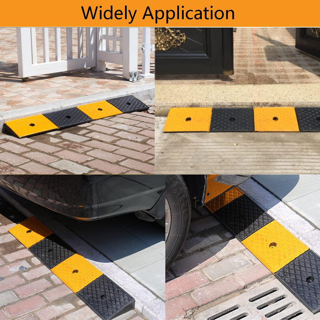 2" Rubber Curb Ramps Heavy Duty Loading Threshold Ramp 39.3x5.9x2 Inch S6768