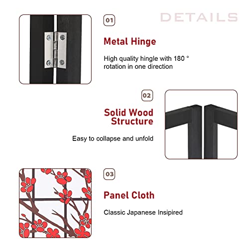 White 4 Panel Folding Wood Room Divider W3484