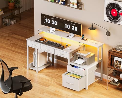 55 Inch Black Computer Desk with 3 Drawers A518137