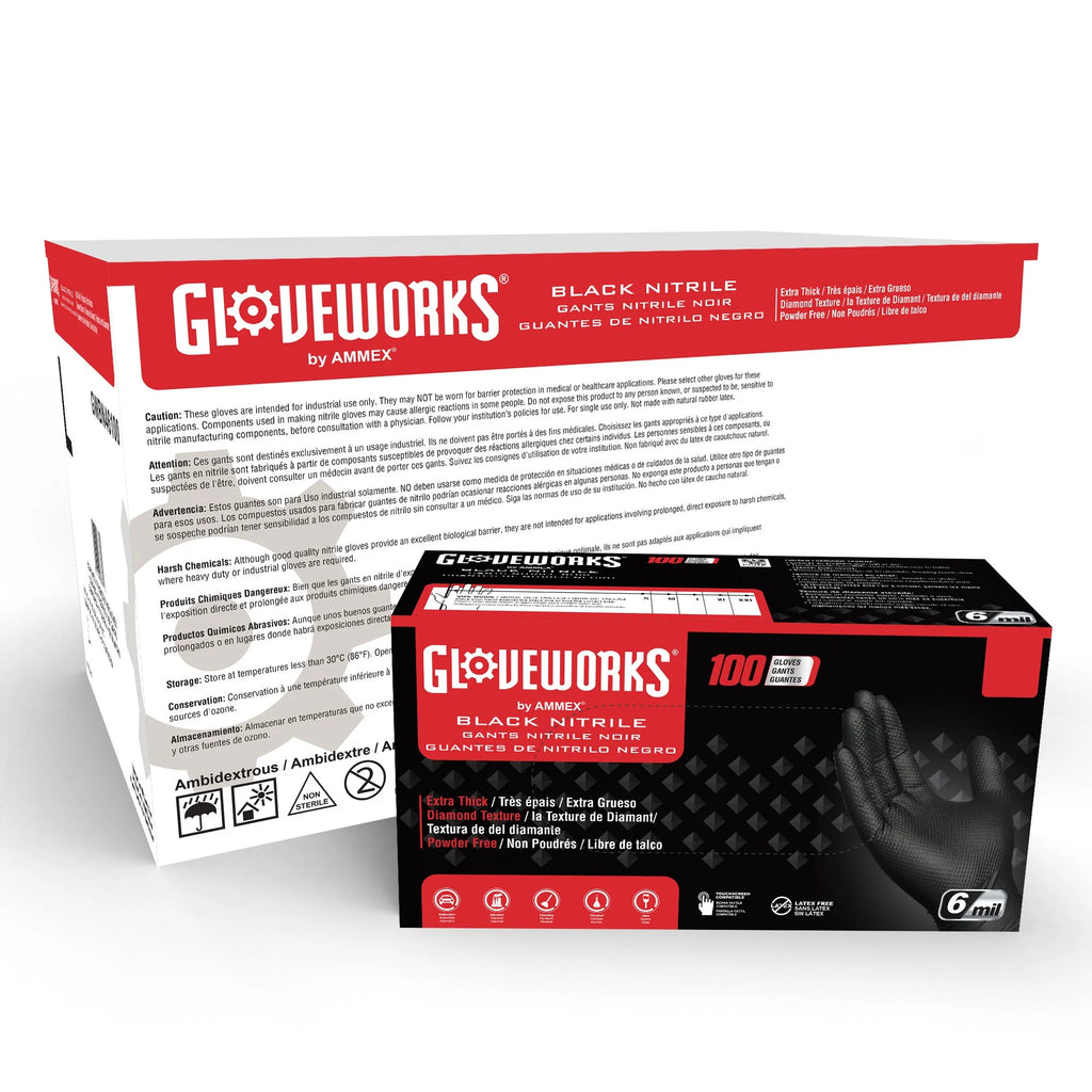 Black Nitrile Disposable Gloves, 6 Mil, X-Large 100/Box G61744