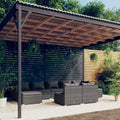 9 Piece Patio Set with Cushions Gray Poly Rattan H818