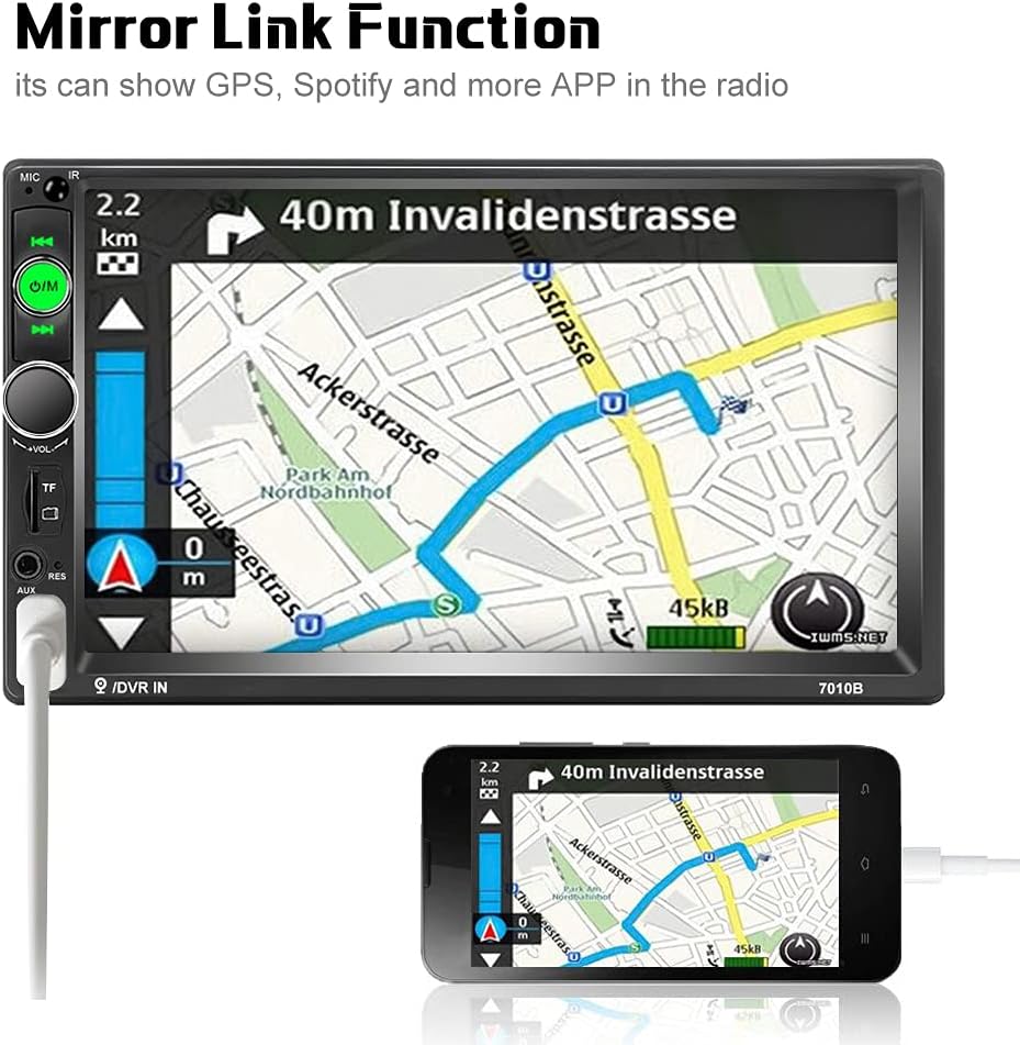 7 Inch Double Din Touchscreen Car Stereo with Bluetooth and Backup Camera B97232