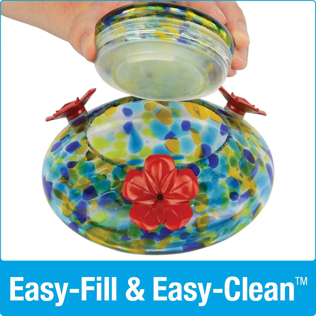 Artisan Glass Solar-Powered Hummingbird Feeder 16 oz F5686