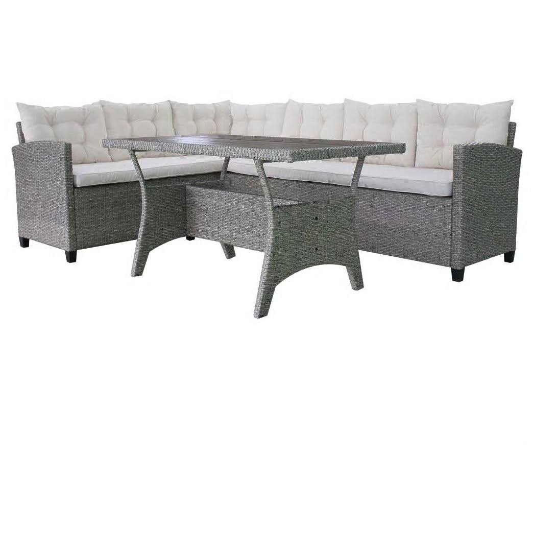 Gray Poly Rattan Garden Corner Sofa Set 12 Piece E9114
