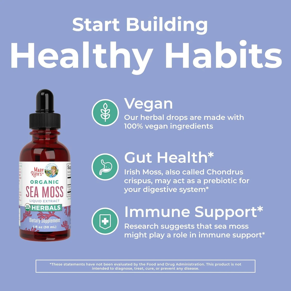 USDA Organic Sea Moss Liquid Drops Herbal Supplement 1 fl oz C210