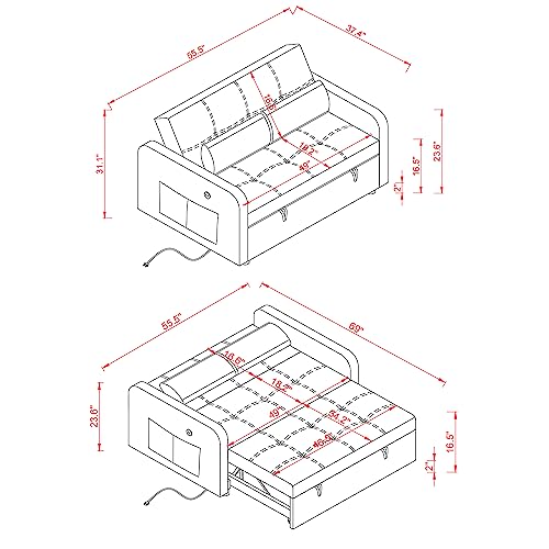 Velvet 3 in 1 Pull-Out Sleeper Sofa Chair T581