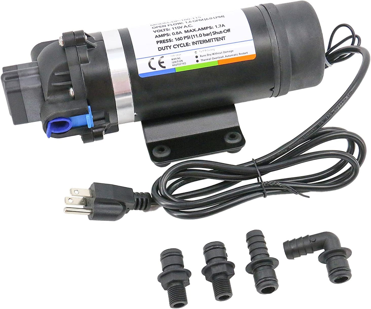 AC 110V Self Priming Water Pressure Pump, 160 PSI, Diaphragm Pump L9665