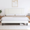 Beige Full Size Upholstered Platform Bed Frame X46864