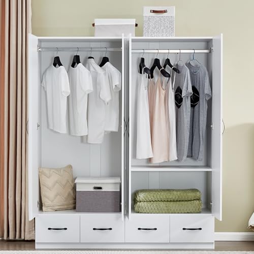 Gray Wooden Armoire Wardrobe with 3 Drawers W3983