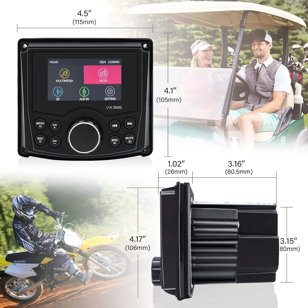 Marine Stereo Bluetooth Waterproof Digital Display Radio Media Receiver with AM/FM USB MP3 P2532
