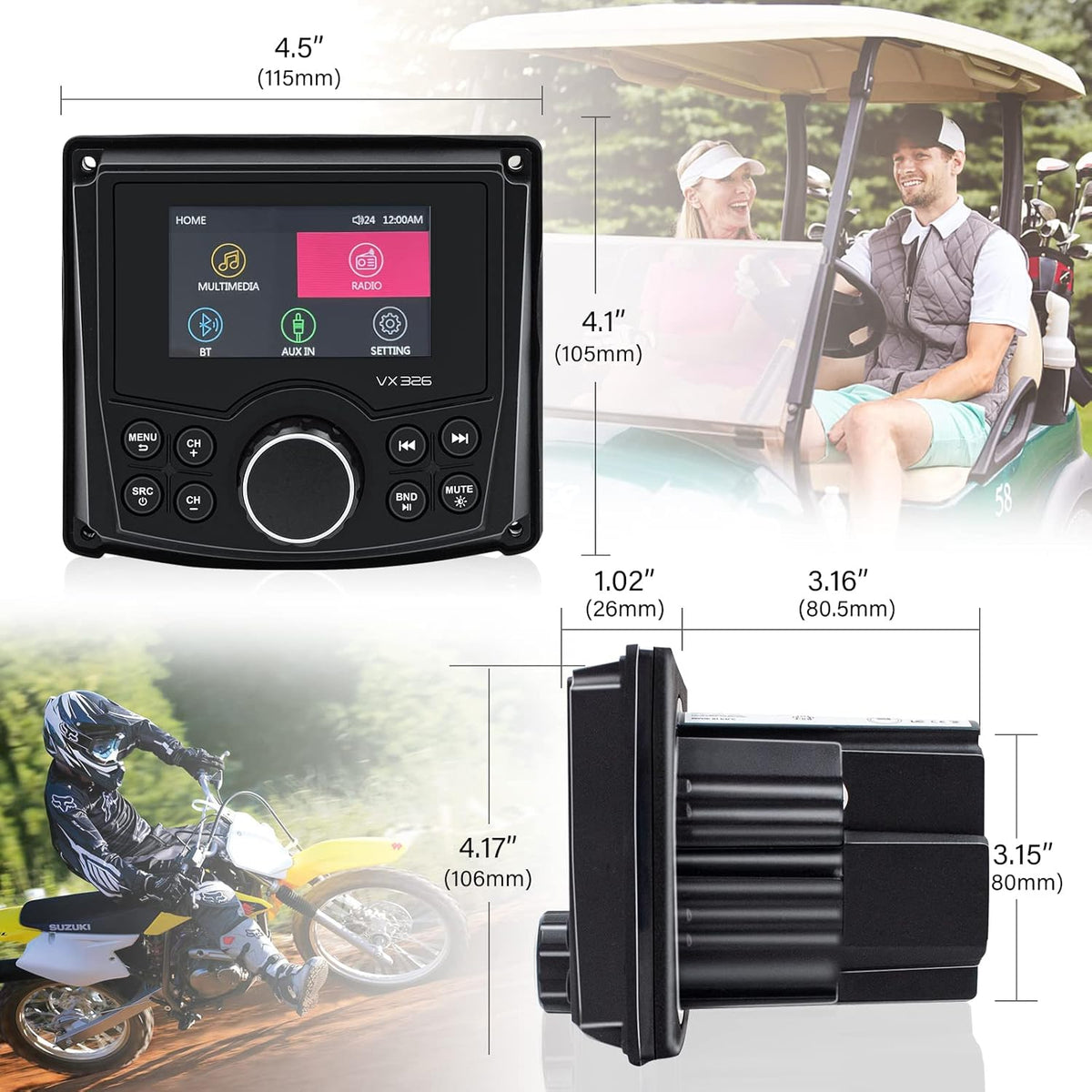 Marine Stereo Bluetooth Waterproof Digital Display Radio Media Receiver with AM/FM USB MP3 P2532