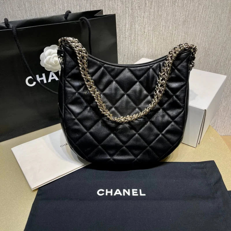 Black Lambskin Hobo Bag W895640