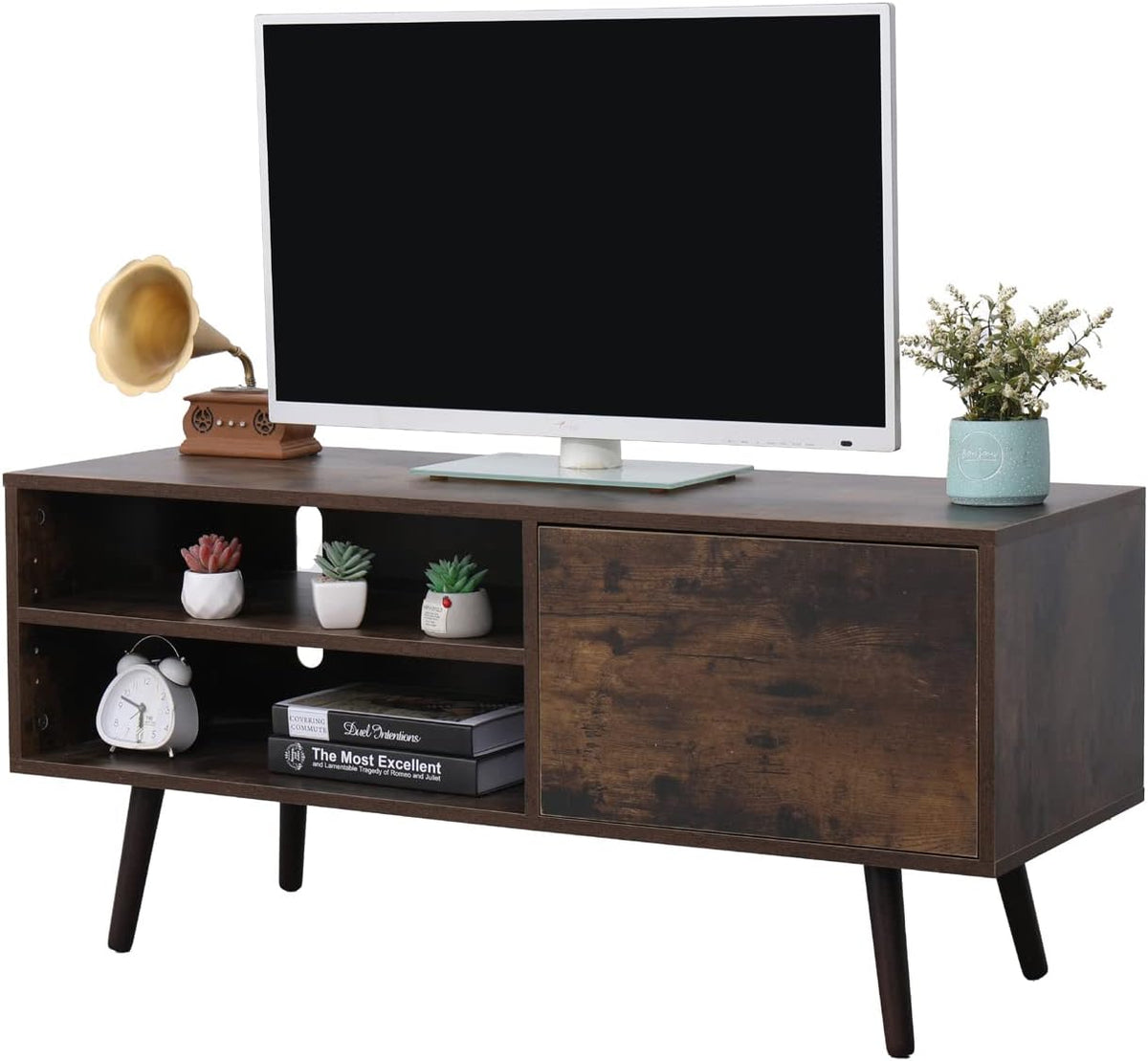 Mid-Century TV Console Table up to 42 Inch Rustic Brown K492451