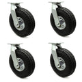 10x22 Pneumatic Swivel Caster Set of 4 Black Rubber Wheel K82319