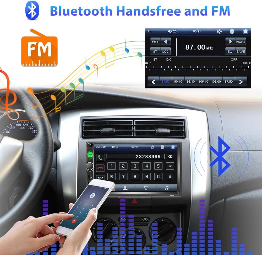 7 Inch Double Din Touchscreen Car Stereo with Bluetooth and Backup Camera B97232